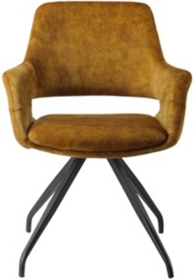 Livingfurn | Eetkamerstoel Capp Oker Velvet | Zitmeubels eetkamer | Armstoel - Foto 2