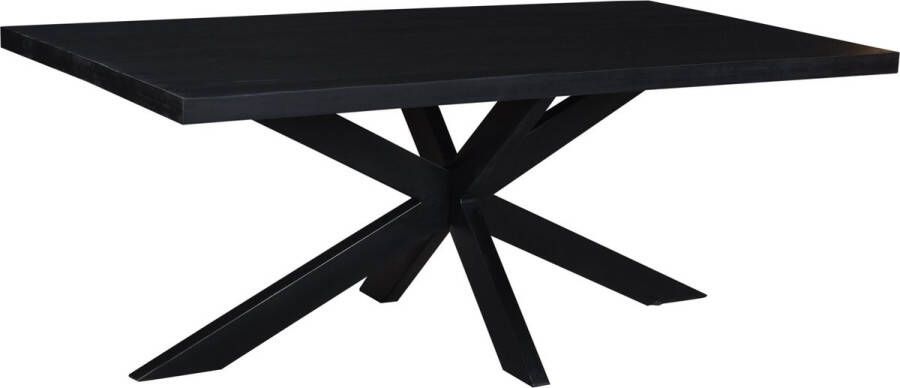 Livingfurn Eettafel Kala Spider Mangohout en staal 200 x 100cm zwart