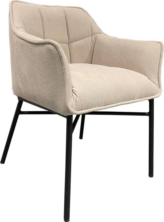 Livingfurn eetkamerstoel Beige metalen onderstel