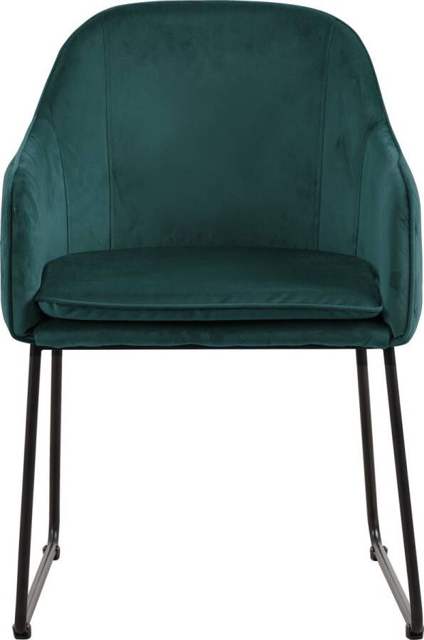 Livingfurn Eetkamerstoel Benthe Green Velvet Stof Gecoat Staal