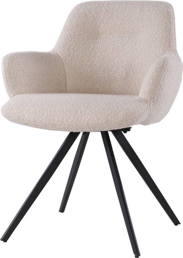 Livingfurn | Eetkamerstoel Doreen Boucle Beige | Zitmeubels eetkamer | Armstoel