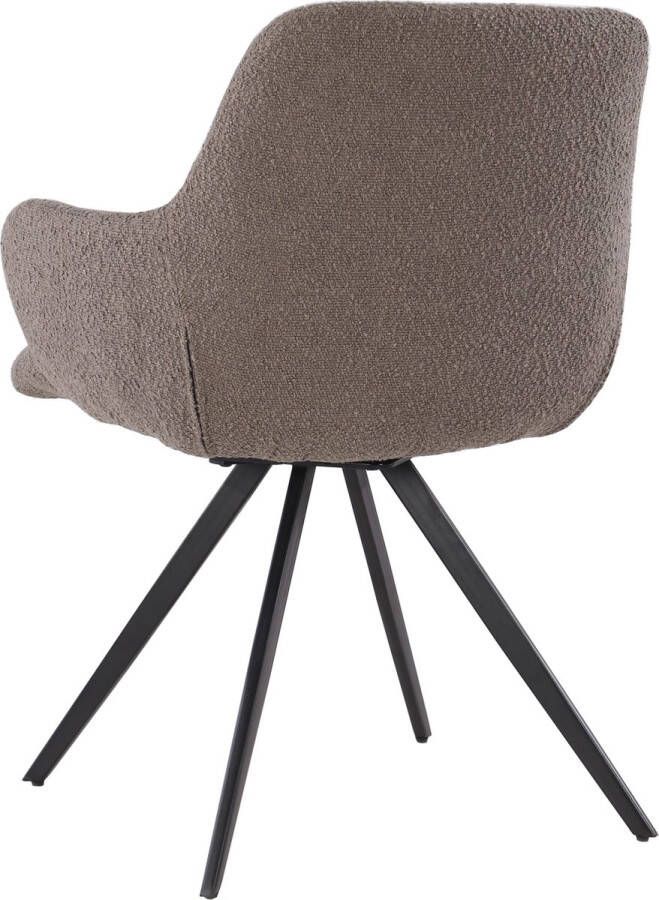 Livingfurn | Eetkamerstoel Doreen Boucle Brown | Zitmeubels eetkamer | Armstoel - Foto 2
