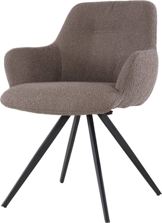 Livingfurn | Eetkamerstoel Doreen Boucle Brown | Zitmeubels eetkamer | Armstoel