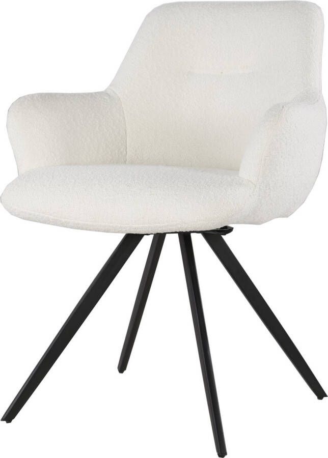 Livingfurn | Eetkamerstoel Doreen Boucle White | Zitmeubels eetkamer | Armstoel