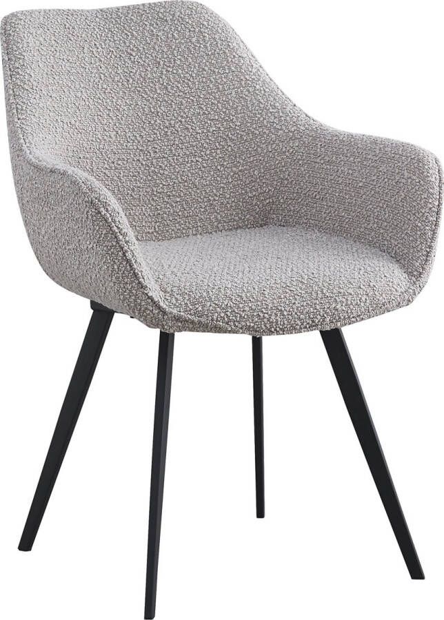 Livingfurn | Eetkamerstoel Luca Boucle Beige | Zitmeubels eetkamer | Eetkamerstoel