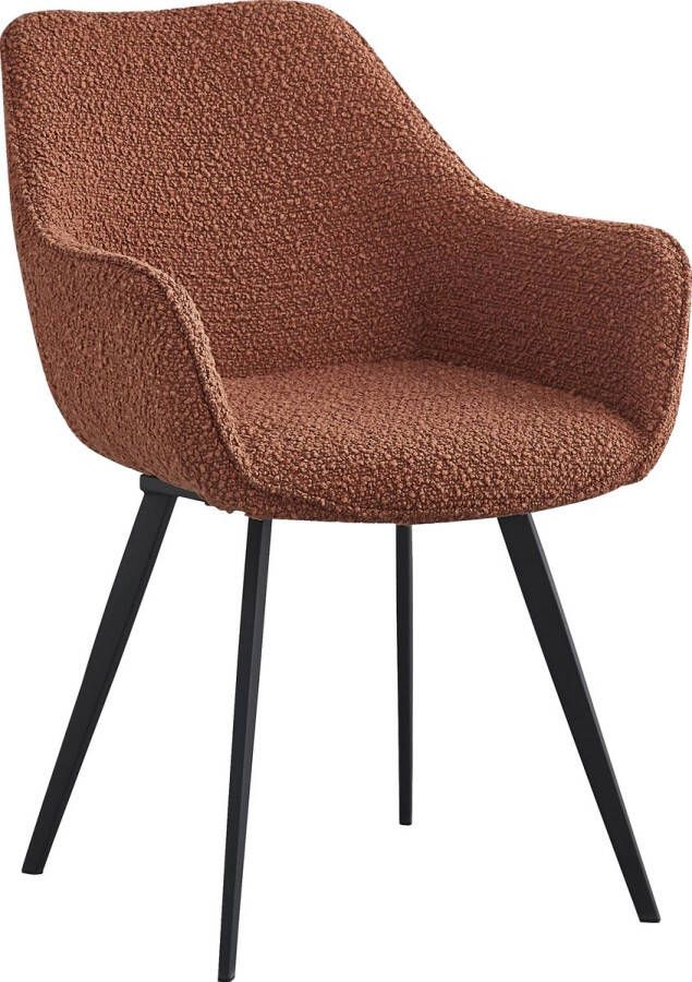 Livingfurn | Eetkamerstoel Luca Boucle Leaf Brown | Zitmeubels eetkamer | Eetkamerstoel