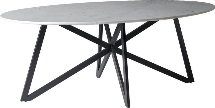 Livingfurn Eetkamertafel DT- Marble Oval Web White 200cm Marmer Gecoat Staal