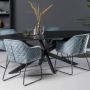 Livingfurn Moderne Eetkamertafel Oslo Oval Zwart Spider Tafelpoot van Acasia Hout en Gecoat Staal 180 cm - Thumbnail 1