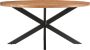 Livingfurn Eetkamertafel Rocky Oval 160 cm Mangohout Gecoat Staal - Thumbnail 1