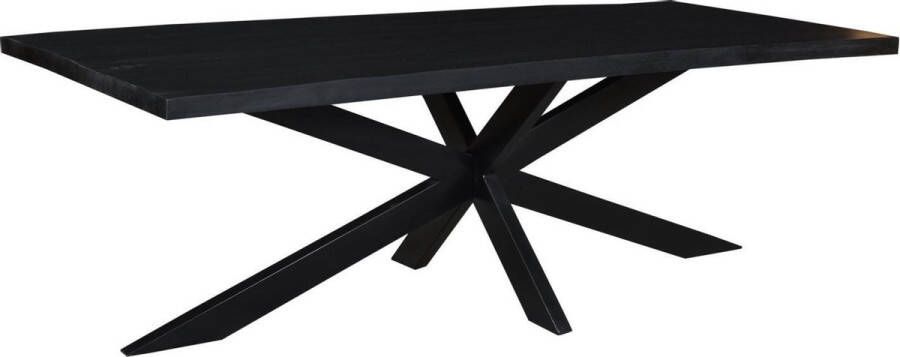 Livingfurn Moderne Zwarte Eetkamertafel Spider Tafelpoten van Mango Hout en Gecoat Staal 240 cm