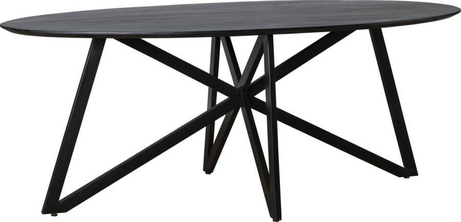 Livingfurn Ovale Eettafel Oslo Mangohout en staal Zwart 200 x 100cm Ovaal