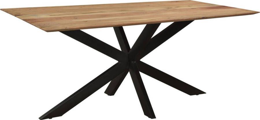 Livingfurn 1x Eetkamertafel Oslo Spider Acacia 180 cm Acacia Gecoat Staal