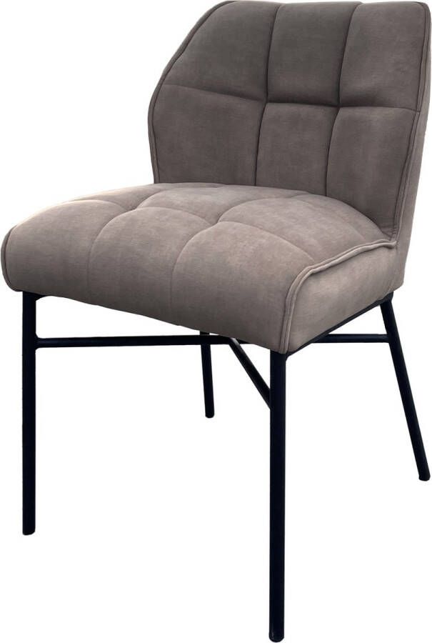 Livingfurn Eetkamerstoel Jossie Mokka Stof | Gecoat Staal