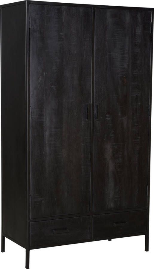 Livingfurn Kabinetkast Kala 40x100x170 Mangohout en Gecoat Staal