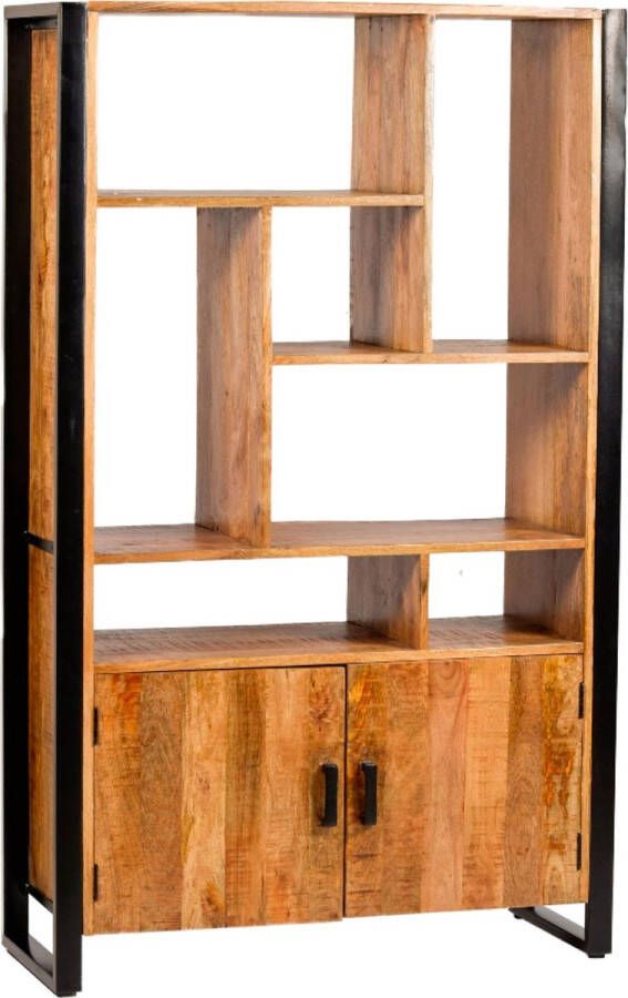 Livingfurn Kabinetkast Nairobi 110x180 Mangohout en Gecoat Staal