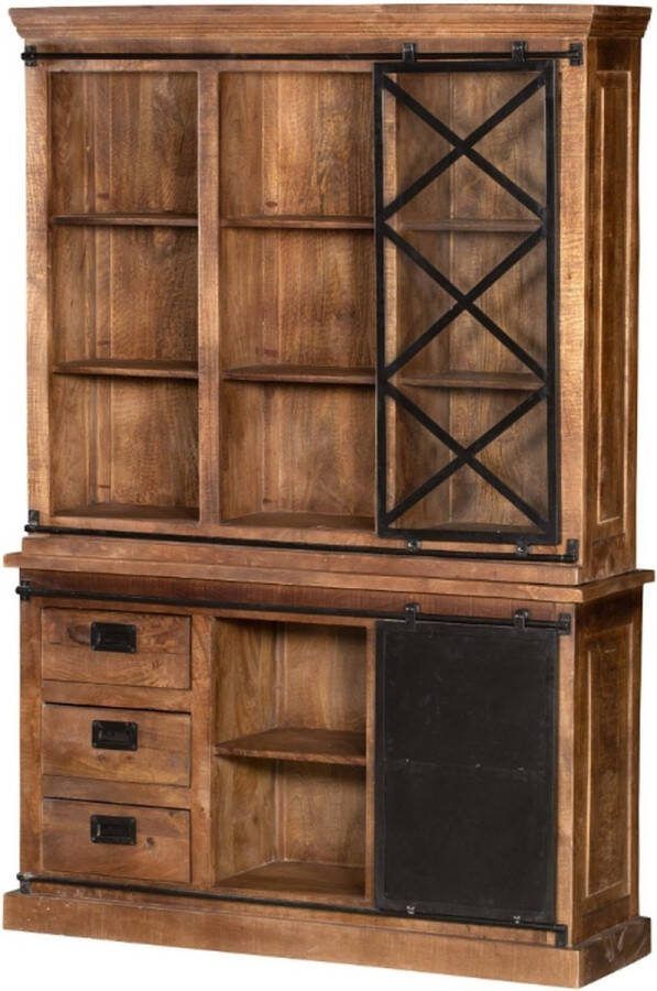 Livingfurn Kabinetkast Tamar 45x120x220 Mangohout en Gecoat Staal