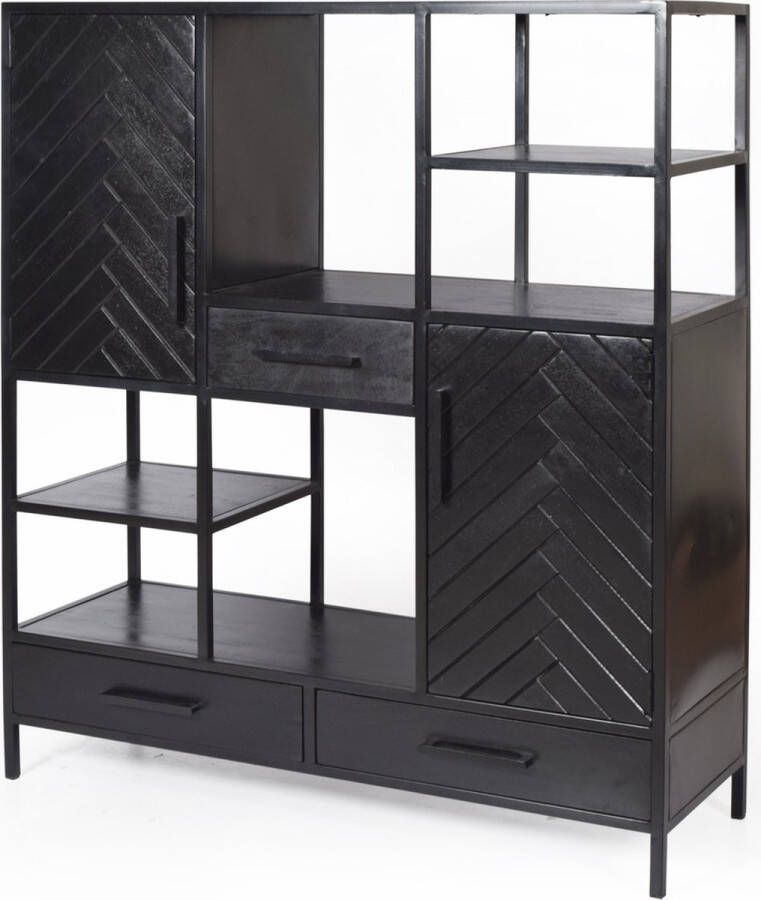 Livingfurn Wandkast 'York' Mangohout en staal 140 x 120cm