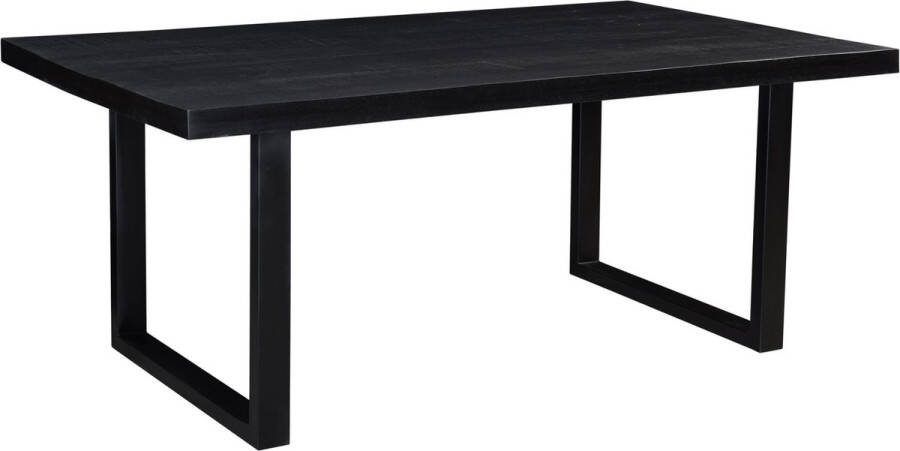 Livingfurn Moderne Eetkamertafel Kala U-Poten van Mango en Hout Gecoat Staal 200 cm Zwart