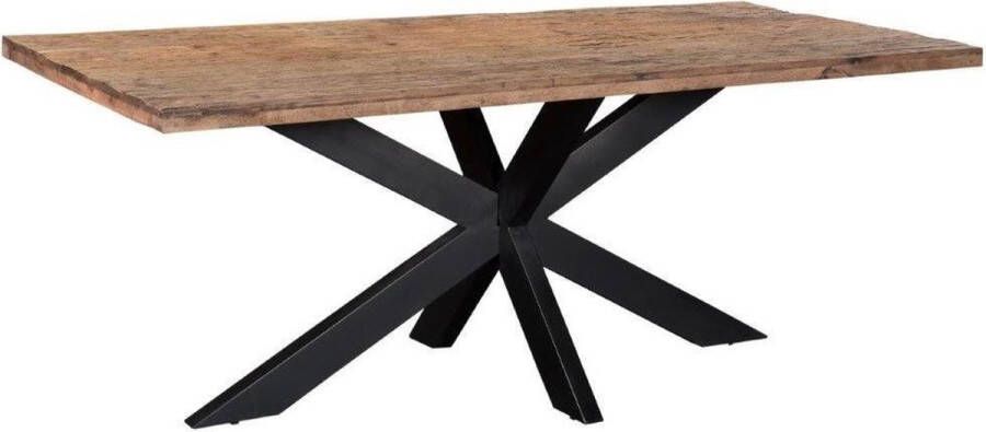 Livingfurn Moderne Eetkamertafel Spider Tafel Poot Eettafel van Riverwood en Gecoat Staal 200cm Bruin