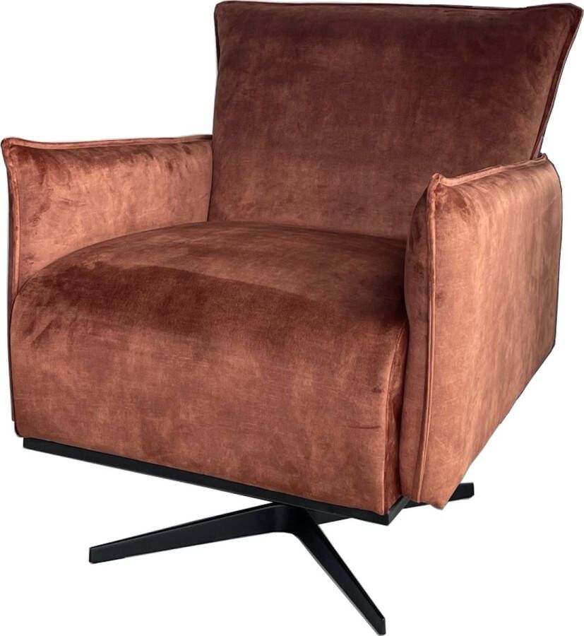 Livingfurn Draaibare Fauteuil 'Philippe' Velvet kleur Koper