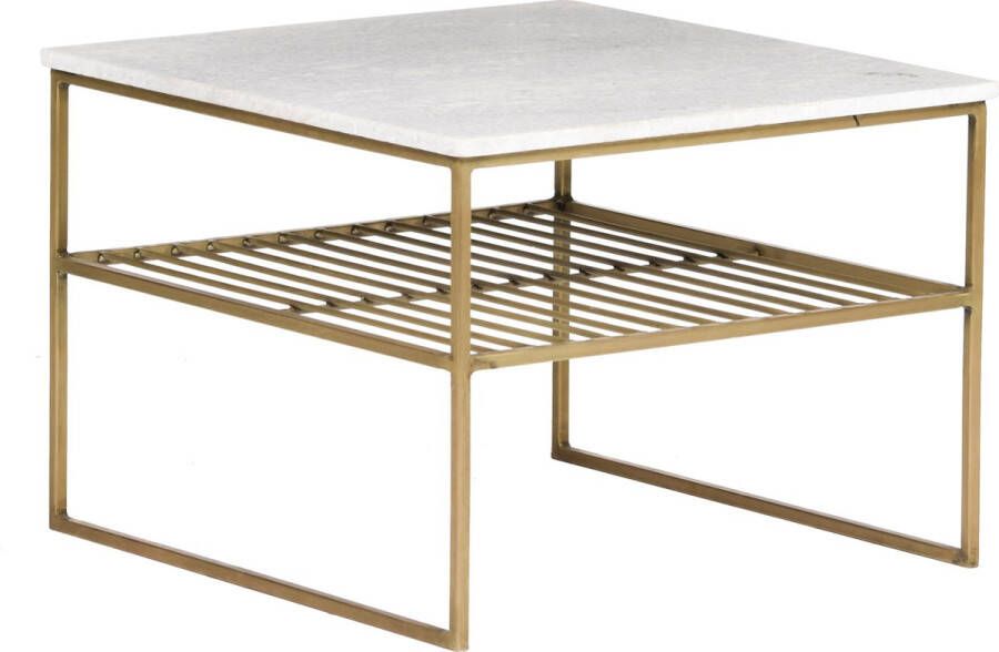 Livingfurn Salontafel Dian Marble White Gold 55cm Marmer Gecoat Staal