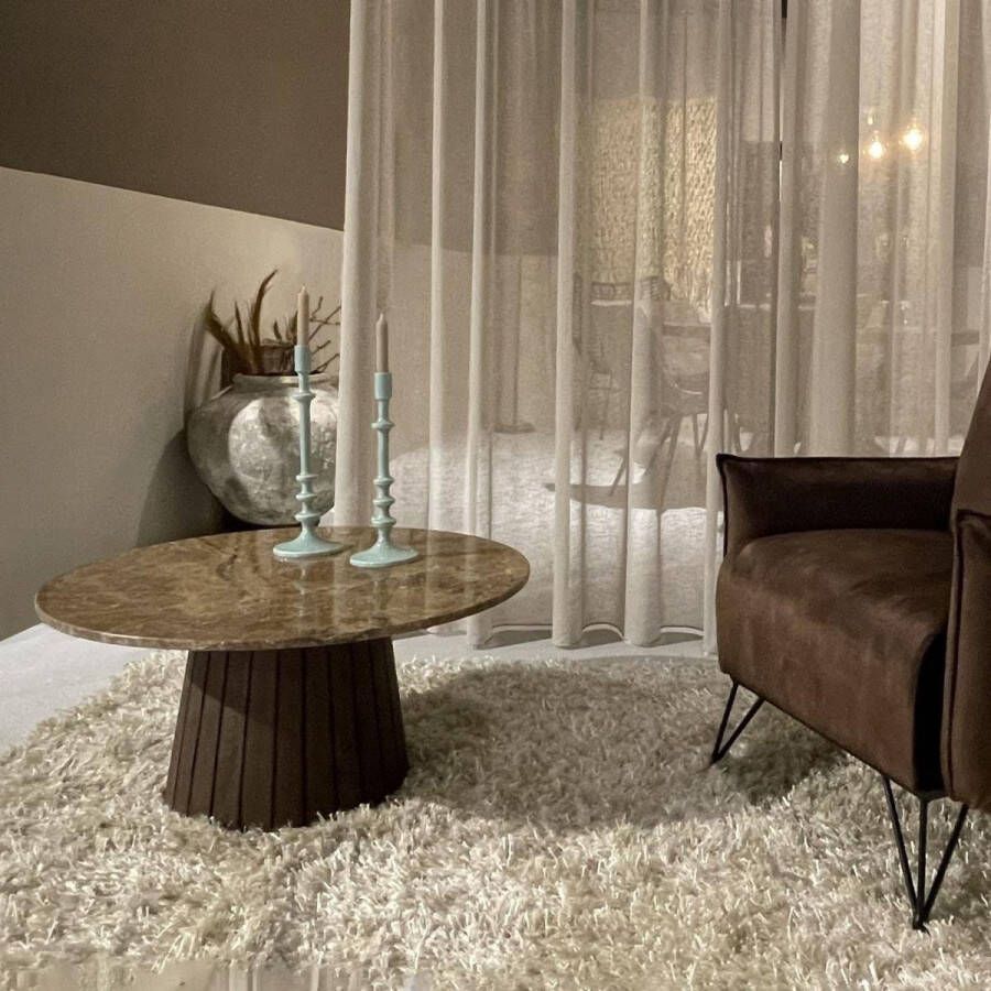 Livingfurn Emperador ronde salontafel Ø80 cm marmer bruin