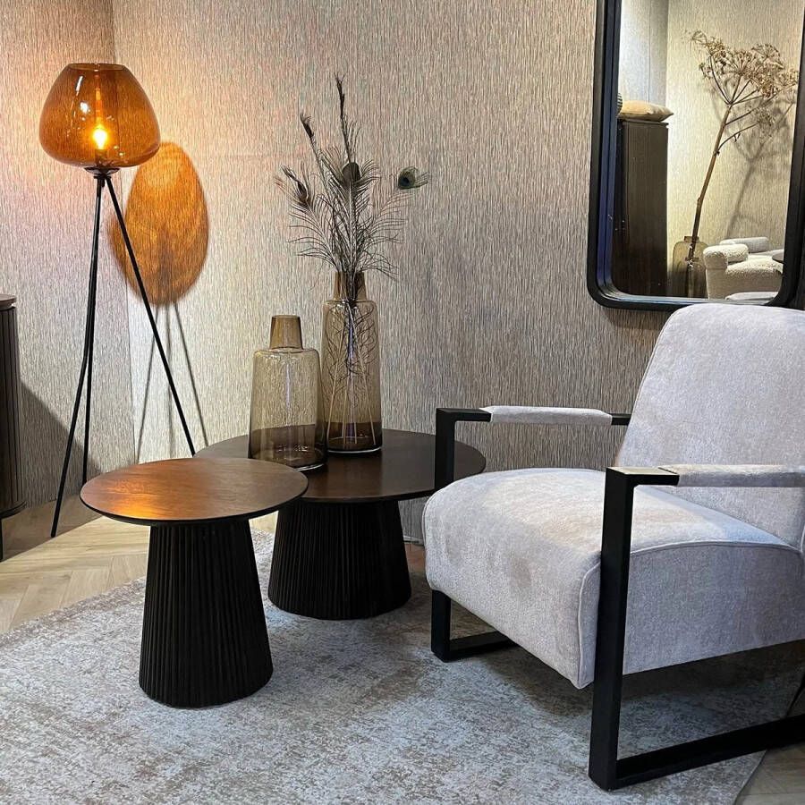 Livingfurn Ronde Salontafel Salvator Mangohout 50cm Walnoot