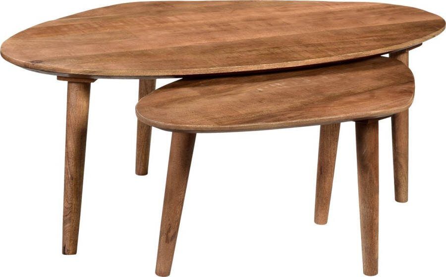 Sohome Organische Salontafel Yaden Mangohout Set van 2 stuks Bruin