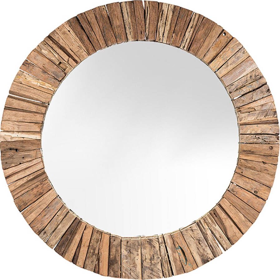 Livingfurn Ronde spiegel van ongelakt rivier hout 60 cm