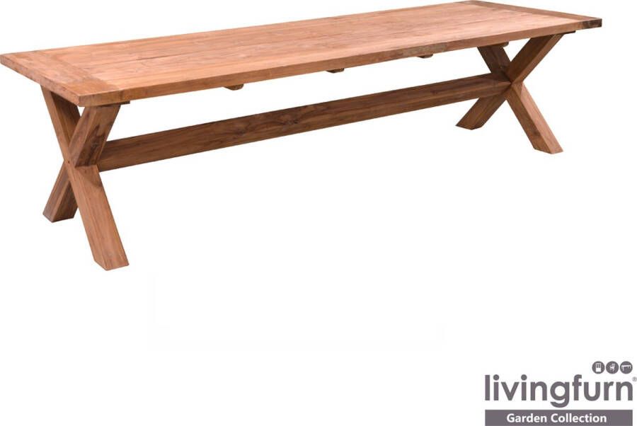 Livingfurn Tuintafel Table Cross 100x300x78 Teakhout