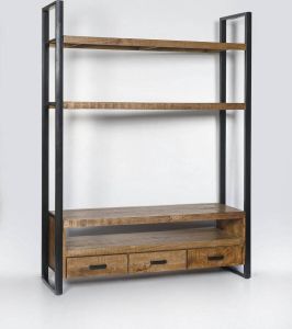 Livingfurn Tv Meubel Tv- Nairobi High 150 Cm Mangohout Gecoat Staal