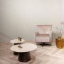 Livingfurn Ronde Bijzettafel Valentino Mangohout en Travertin 44cm Bruin - Thumbnail 1
