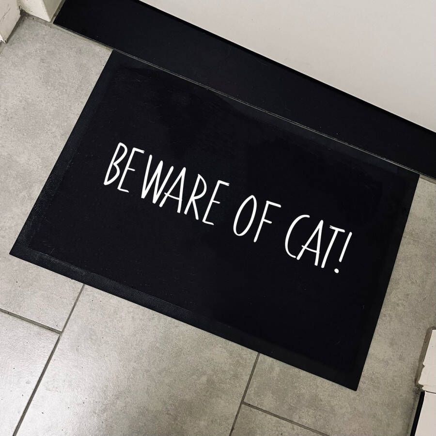 Livingstickers Deurmat met tekst-Beware of cat-Grappige deurmat-Deurmat binnen-60x40cm