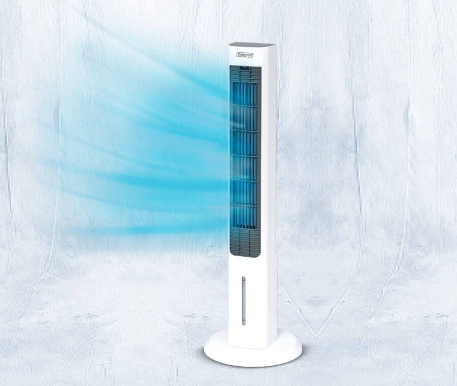 Livington ChillTower Aircooler met waterkoeling draagbare airconditioner met 3 niveaus krachtige maxi-tower-luchtkoeler met tankvolume voor 12 uur koelen