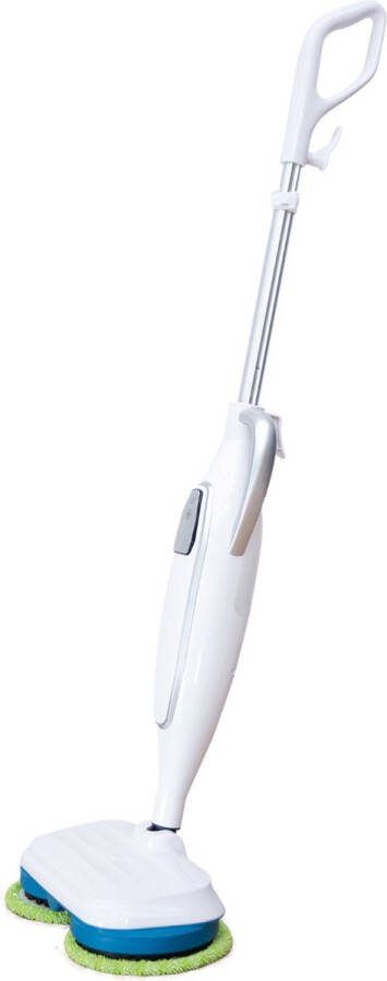 Livington Steam Twister Stoomreiniger met roterende dubbele mopkop reinigt schrobt en gepolijst 3-traps stoomautomaat 120 graden hete stoom handstoomreiniger waterreservoir van 350 ml wit