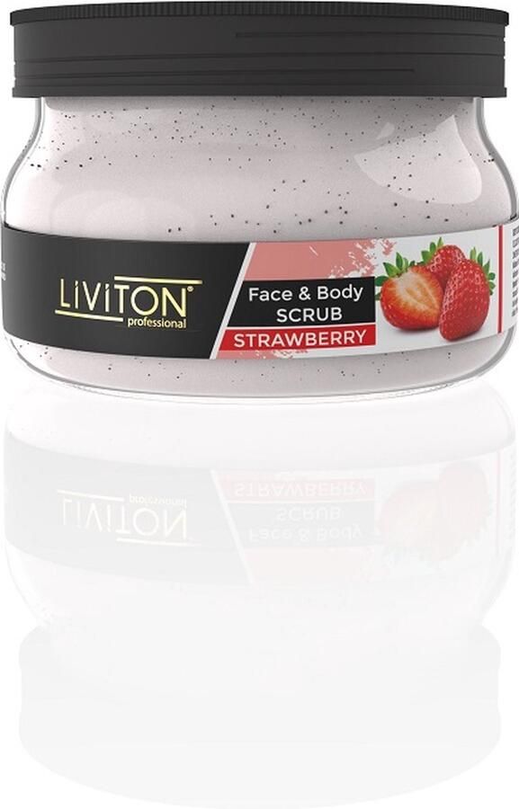 Liviton Professional Liviton Face & Body Scrub Strawberry Gezichtsscrub Gezichtsreiniger Voor de onzuivere huid Gezichtsreiniging Huidverzorgend Peeling 300 ml