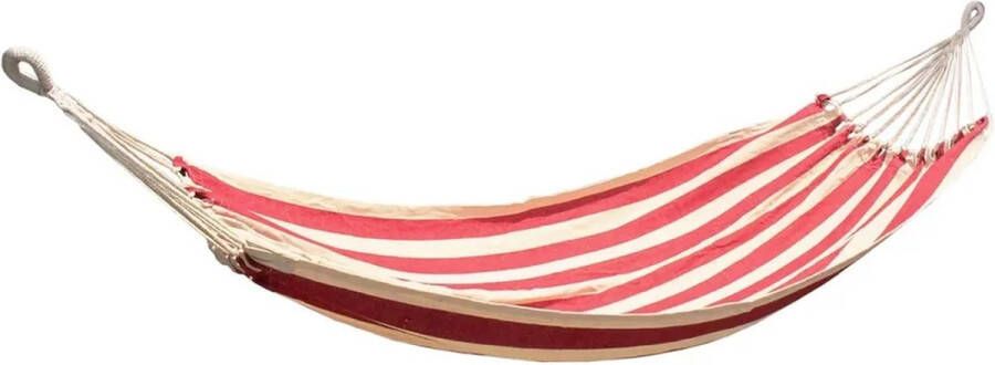 Liviza hangmat rood wit | Katoen en polyester inclusief bevestigingsmaterialen hangmat bevestigingsset hangmat met standaard 2 persoons hangmatten