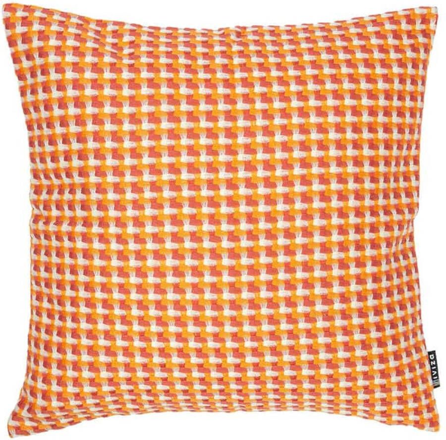 Liviza Sierkussen jacquard oranje rood wit Katoen Vierkant Oranje 15 cm 45 cm 45 cm