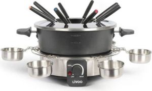 Livoo DOC264 Elektrische fonduemachine 1000W 1.8L inclusief 8 fonduevorken en kraag Regelbare thermostaat RVS