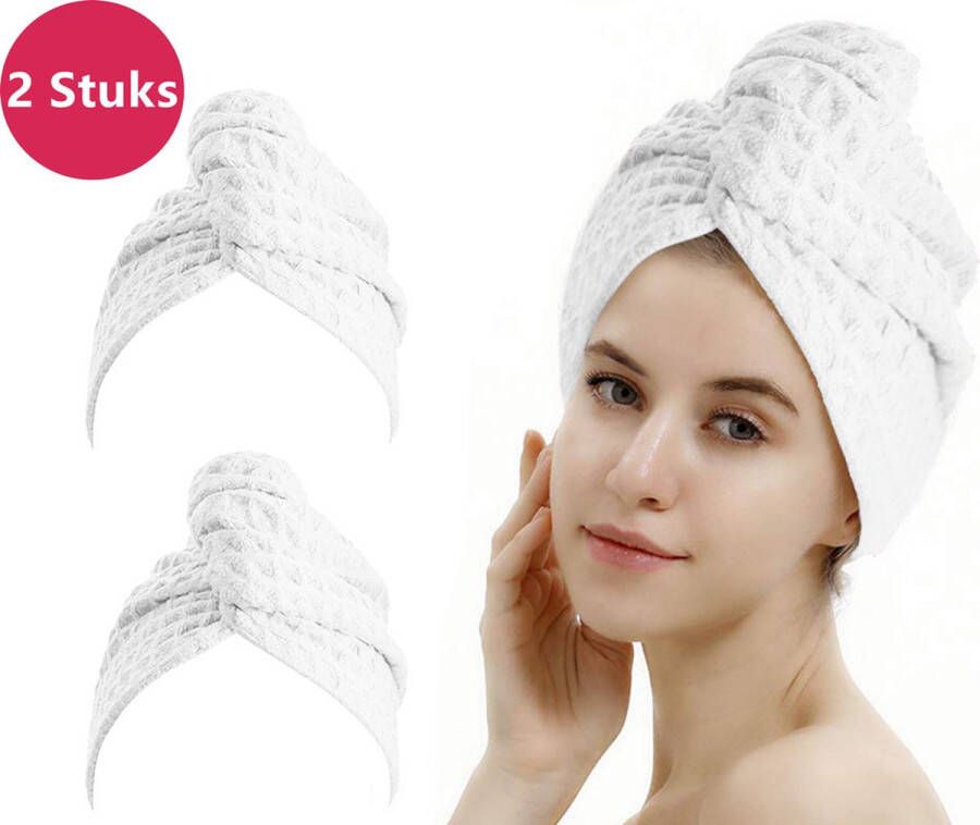 LIXIN Wafel Haarhanddoek 2 Stuks White Haar Drogen Handdoeken Microfiber Haar Tulband Handdoek Sneldrogend Premium Fabric Super Absorberend Zachte stof Haar Cap Haaraccessoires