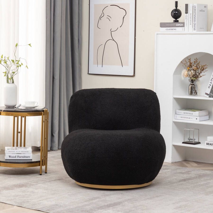 Lizzely Garden & Living Draai fauteuil Lara teddy zwart draaibare fauteuil