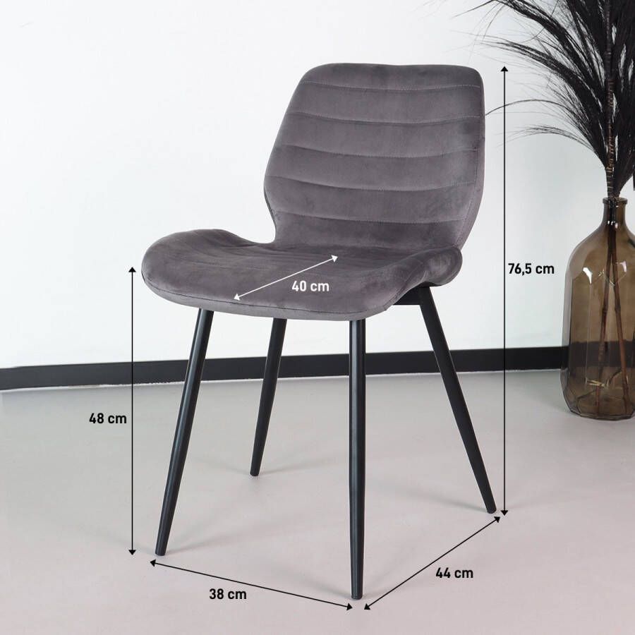 Lizzely Garden & Living Eetkamerstoel Vinnies antraciet velvet design stoel