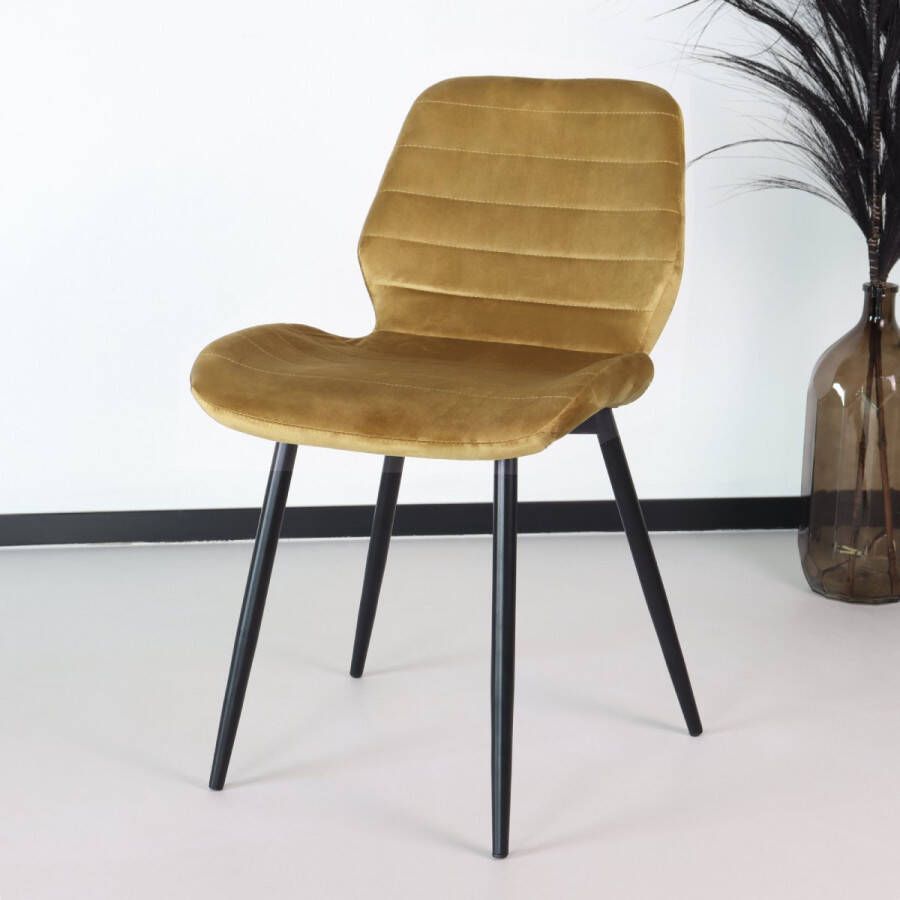 Lizzely Garden & Living Eetkamerstoel Vinnies bruin velvet design stoel