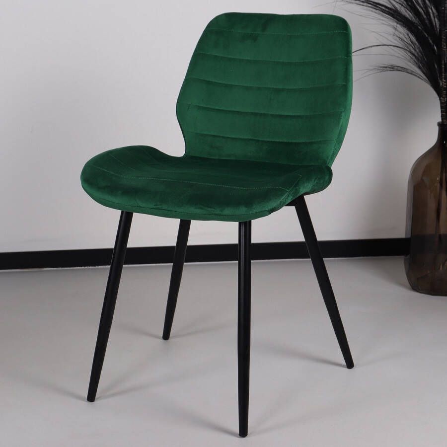 Lizzely Garden & Living Eetkamerstoel Vinnies donkergroen velvet design stoel