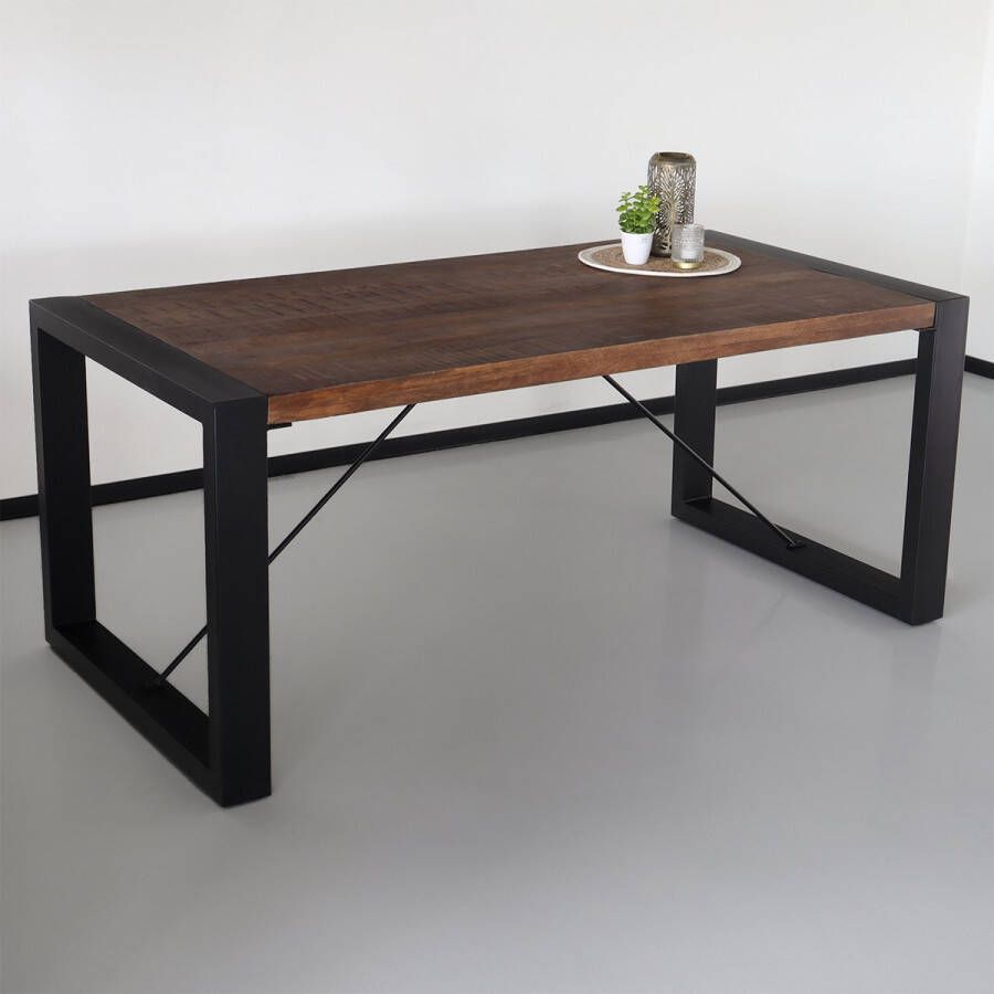 Lizzely Garden & Living Eettafel rechthoekig mangohout Jonas 140cm duurzaam mango tafel eetkamertafel hout