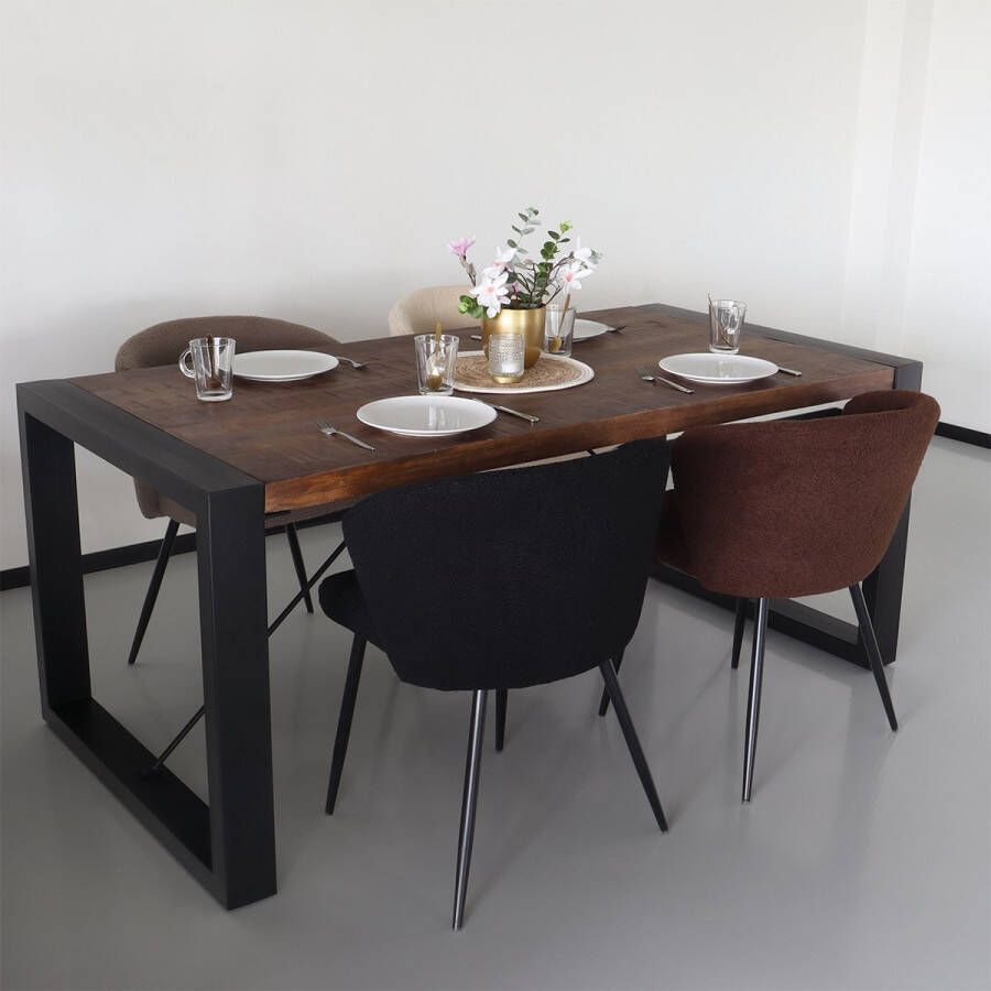 Lizzely Garden & Living Eettafel rechthoekig mangohout Jonas 180cm duurzaam mango tafel eetkamertafel hout