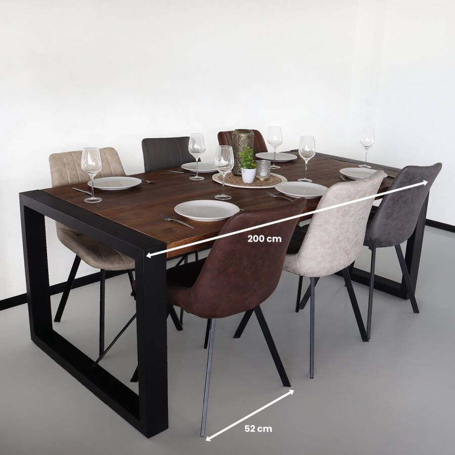 Lizzely Garden & Living Eettafel rechthoekig mangohout Jonas 200cm duurzaam mango tafel eetkamertafel hout