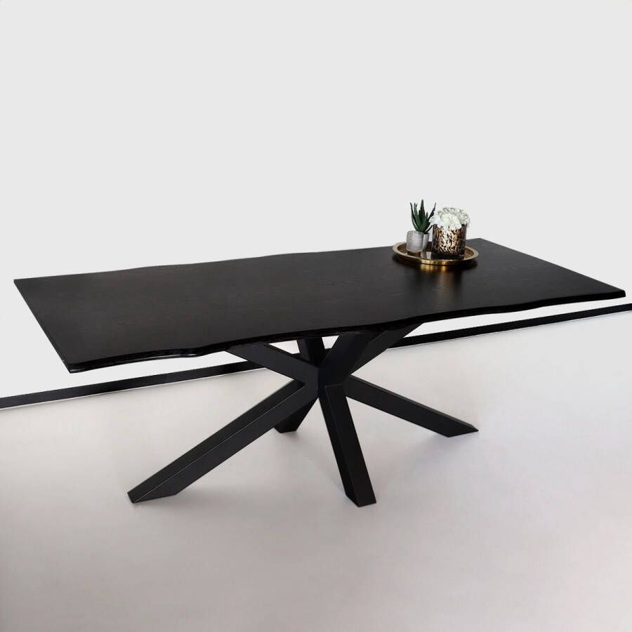 Lizzely Garden & Living Eettafel langwerpig 220cm Jeffo zwart langwerpig eettafel