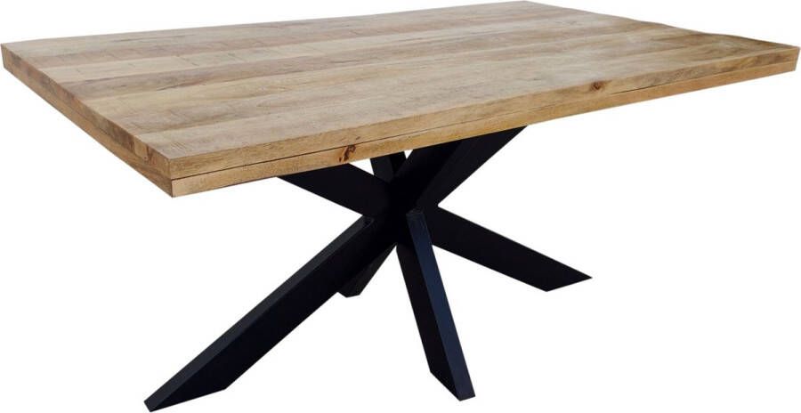 Lizzely Garden & Living Eettafel langwerpig mangohout 160cm lichtbruin John langwerpige tafel duurzaam mango eetkamertafel