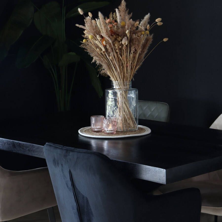 Lizzely Garden & Living Eettafel langwerpig mangohout 160cm zwart John langwerpige tafel duurzaam mango eetkamertafel